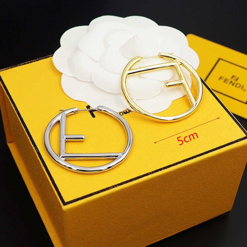 FENDI-Two tone earrings with large circle letters