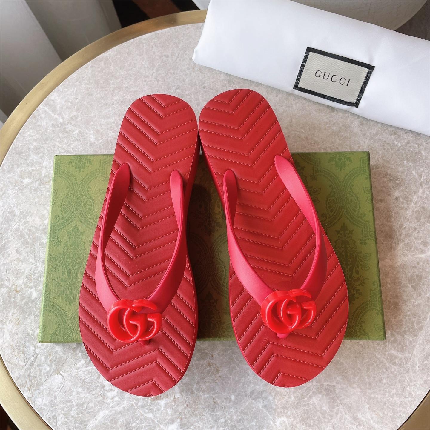 GUCCI-Summer beach double G logo slippers