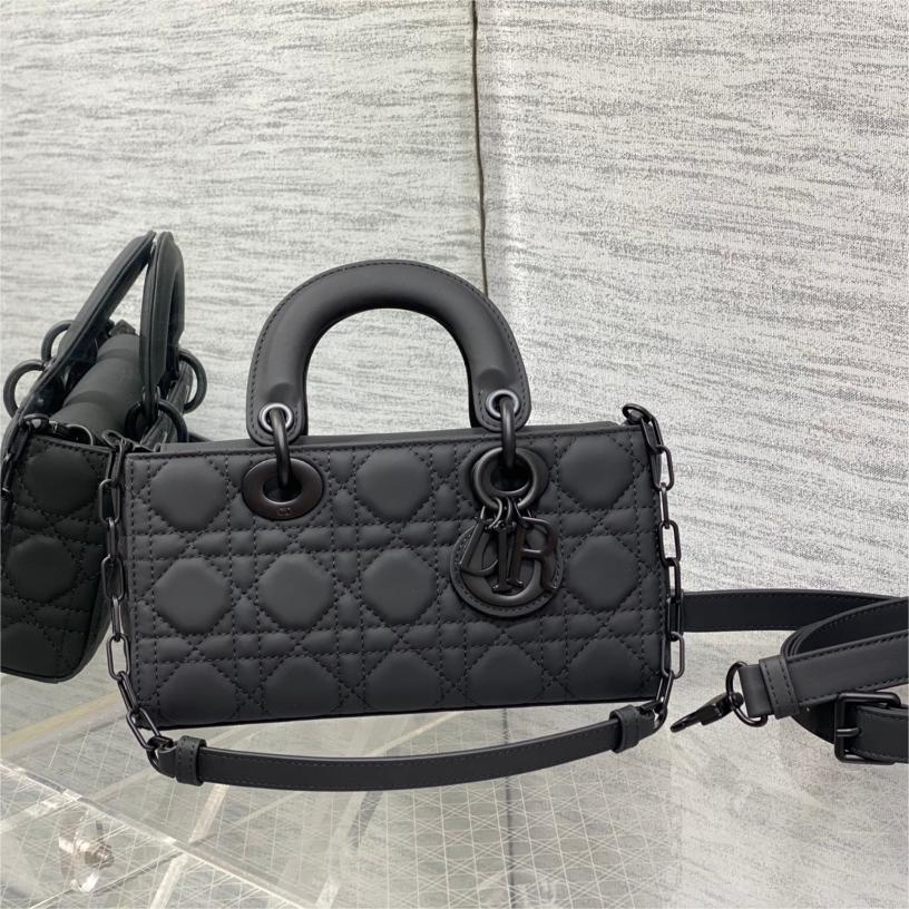 Dior-Lady horizontal version of Princess Diana frosted black bag