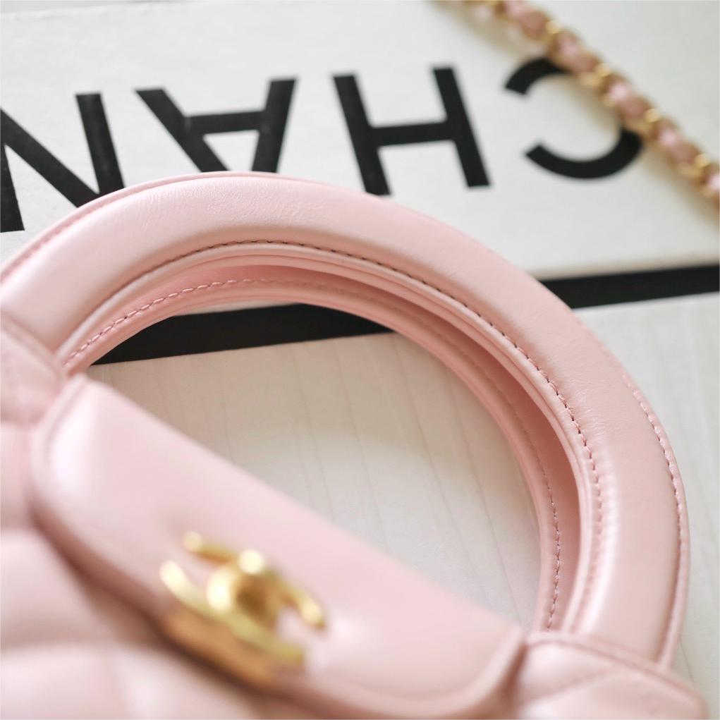Chanel-Kelly Large Pink Handheld Chain Bag