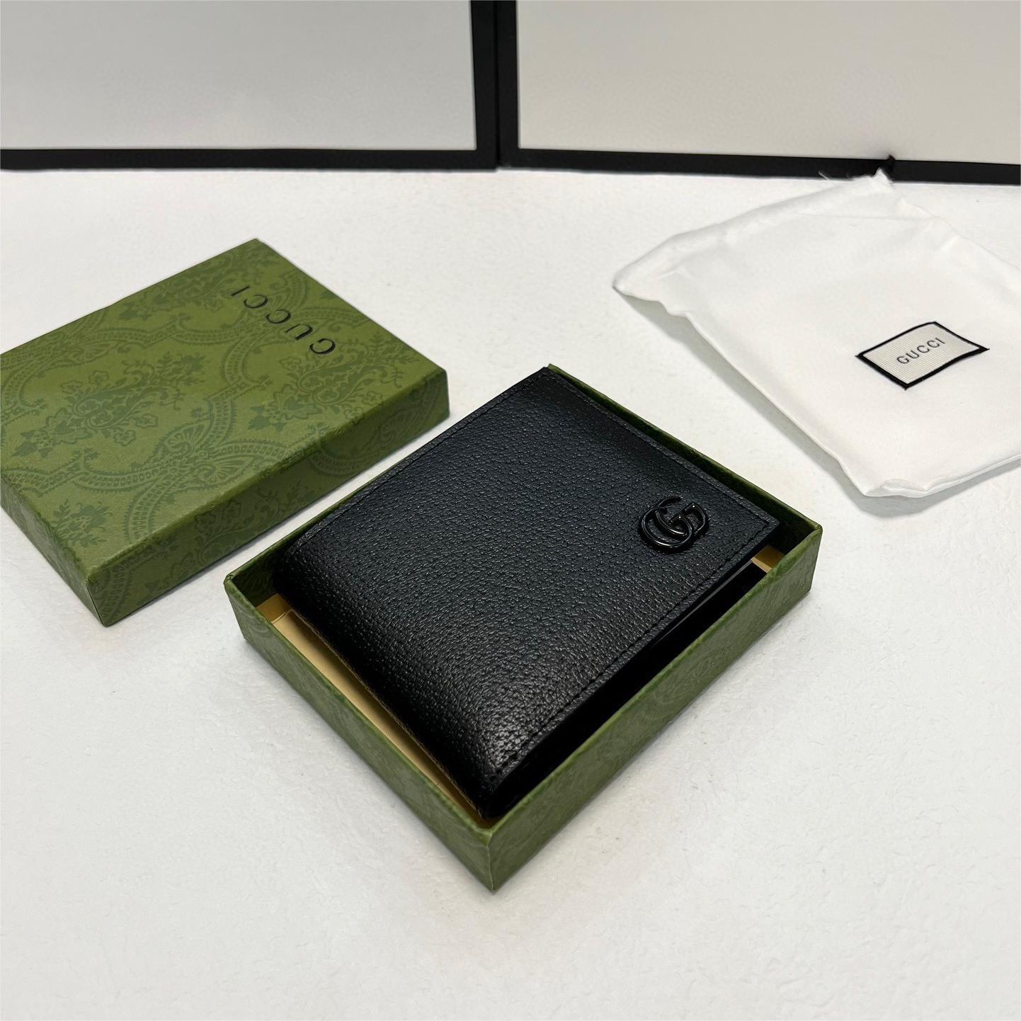 GUCCI-Marmont series leather double fold wallet