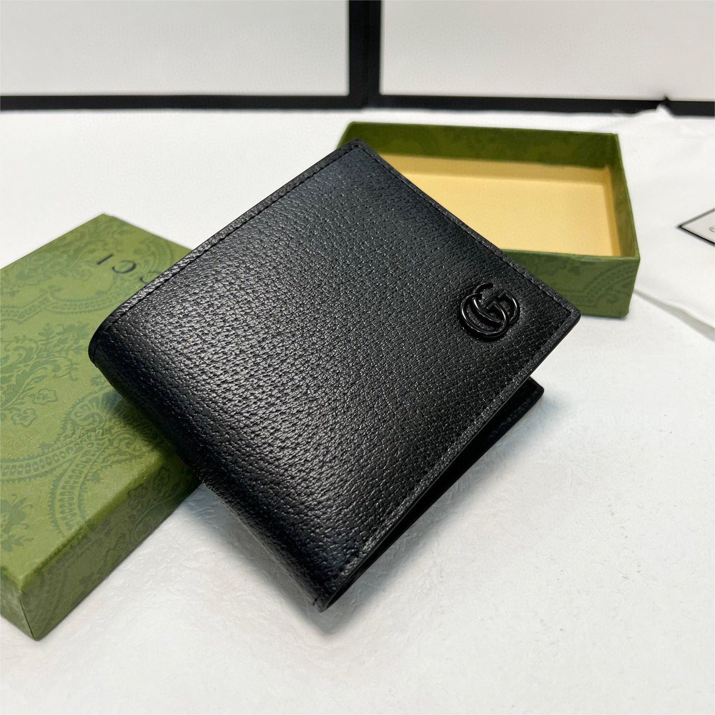 GUCCI-Marmont series leather double fold wallet