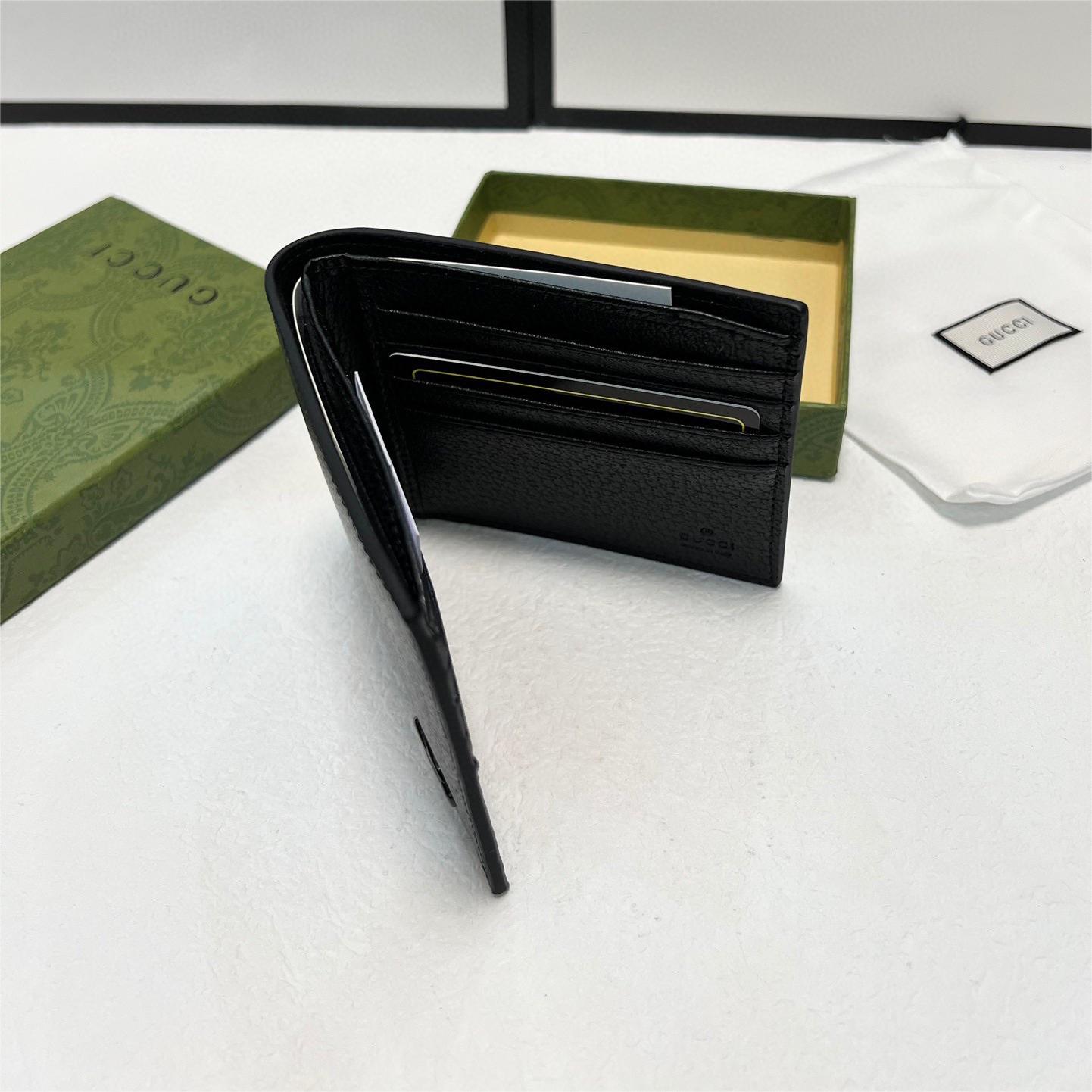 GUCCI-Marmont series leather double fold wallet