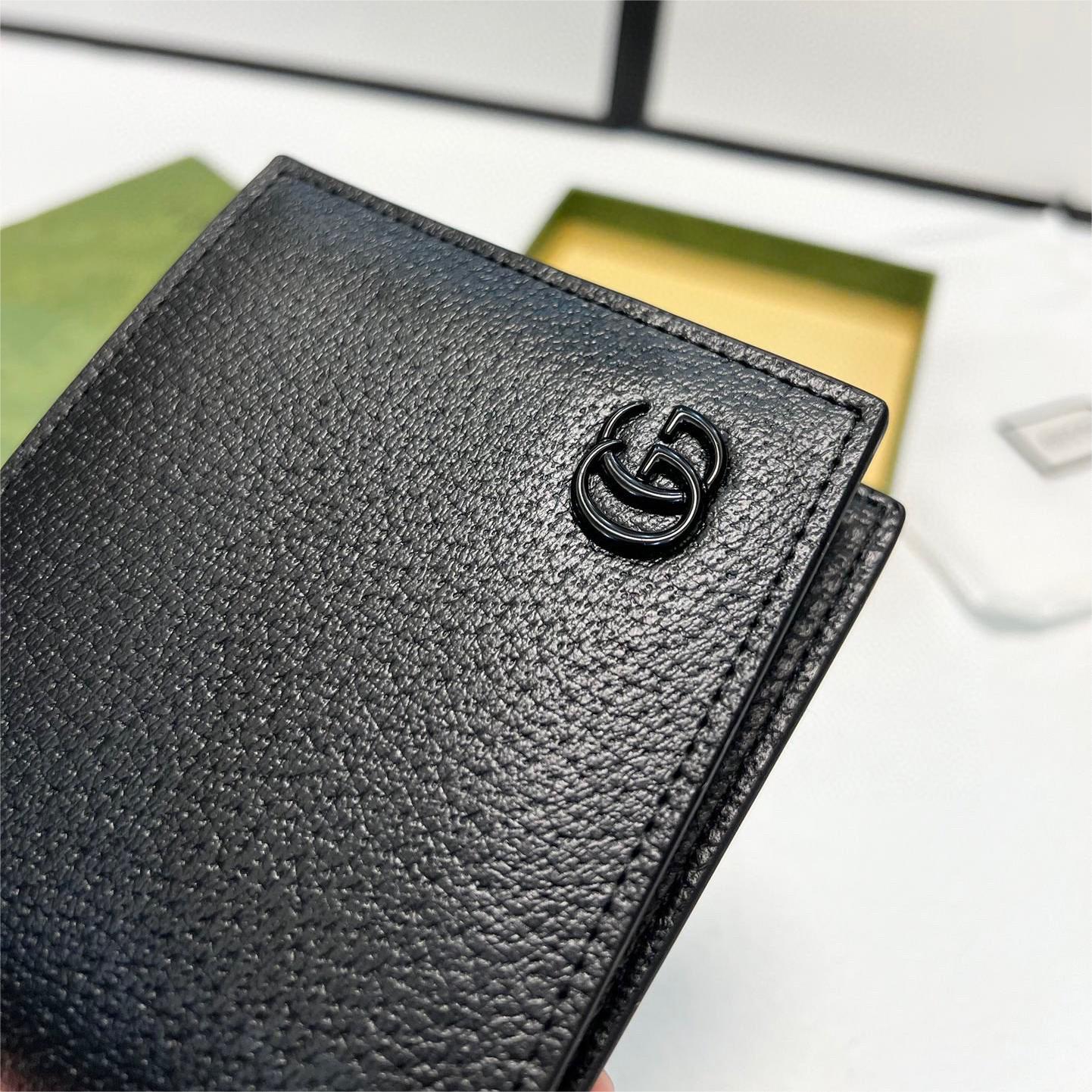 GUCCI-Marmont series leather double fold wallet