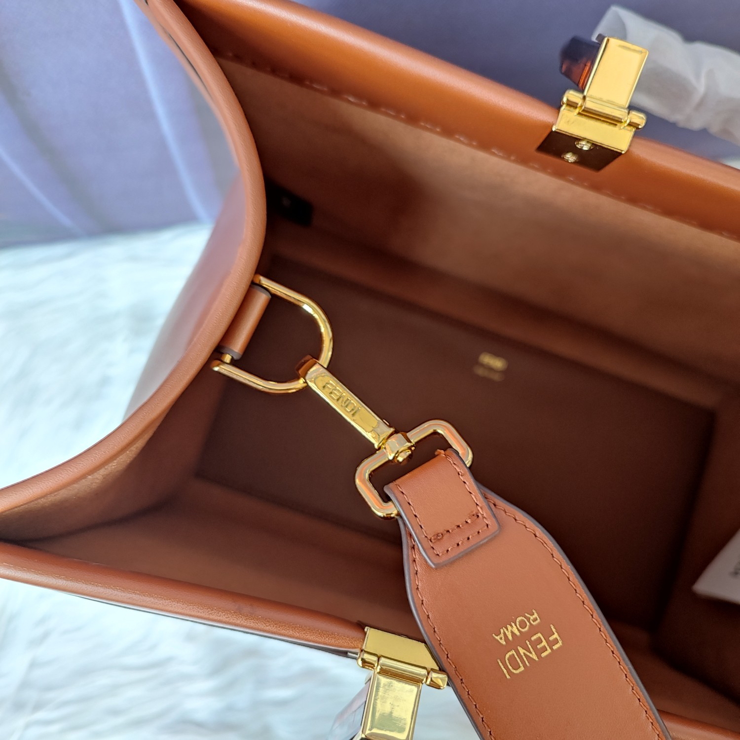 FENDI-Sunshine Medium Brown Leather Handbag