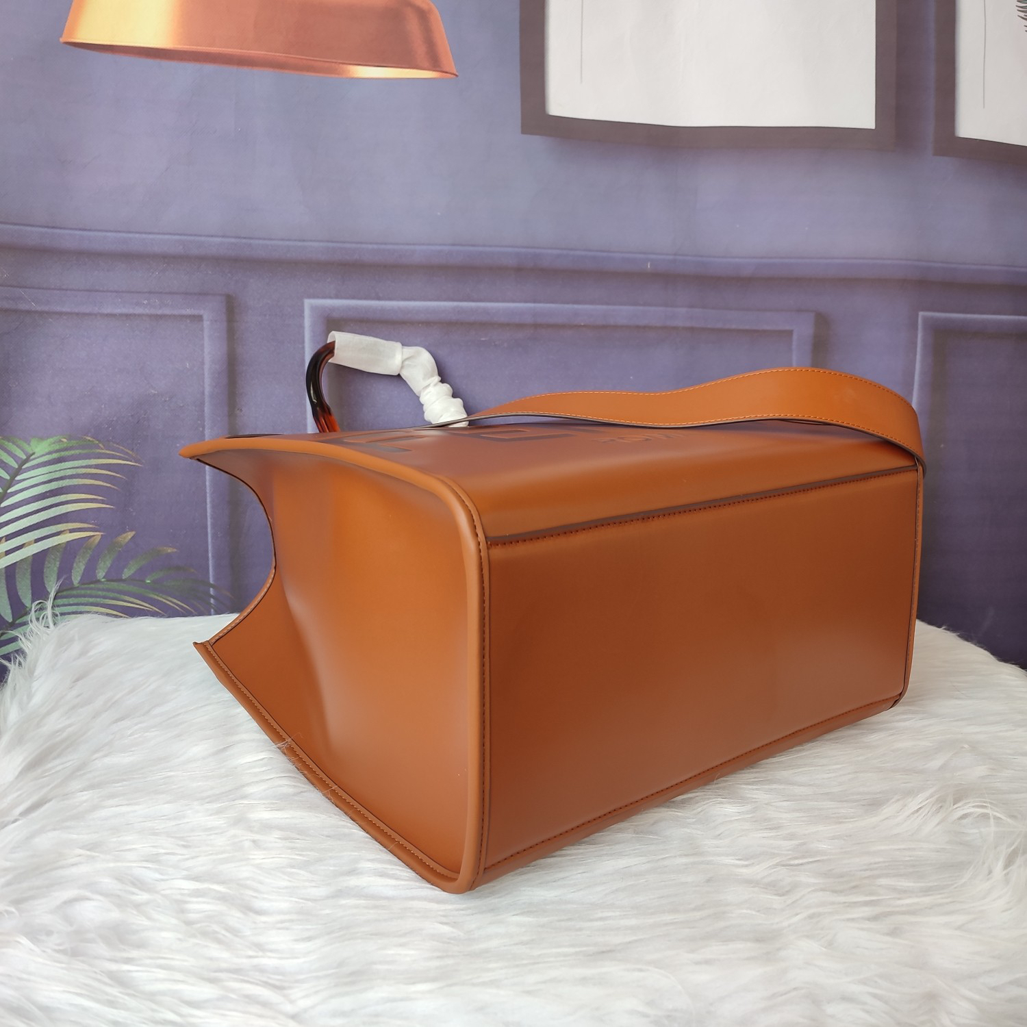 FENDI-Sunshine Medium Brown Leather Handbag