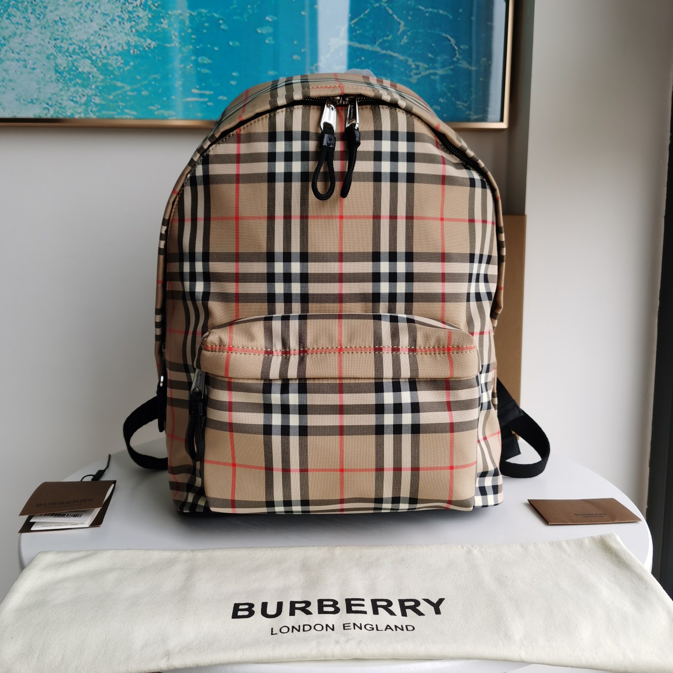 Burberry-Vintage vintage plaid nylon backpack