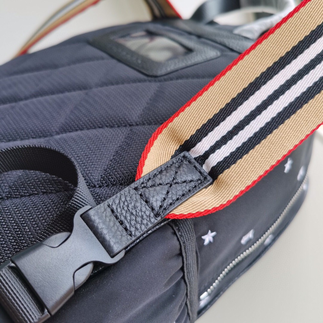 Burberry-Nylon embroidered backpack