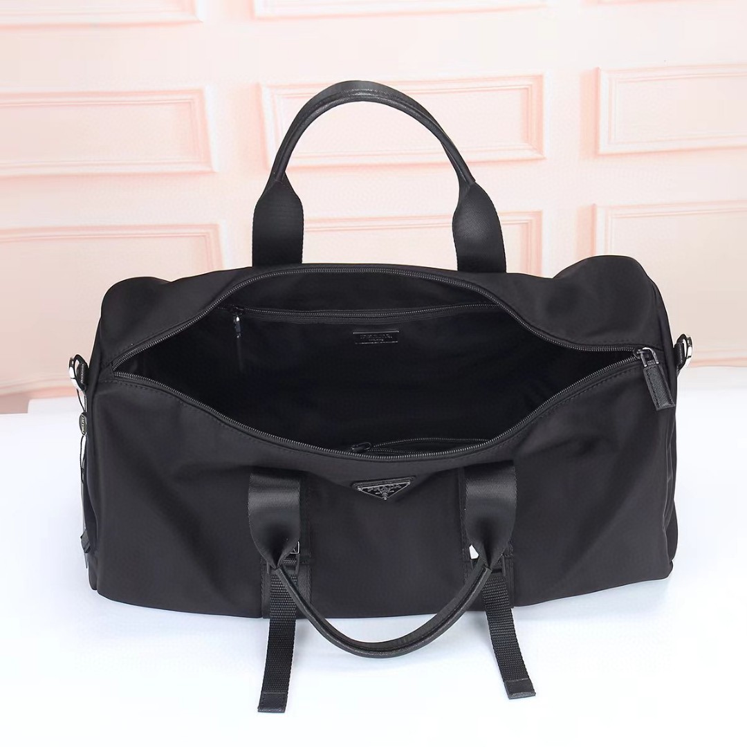 Prada-Triangle metal logo travel bag