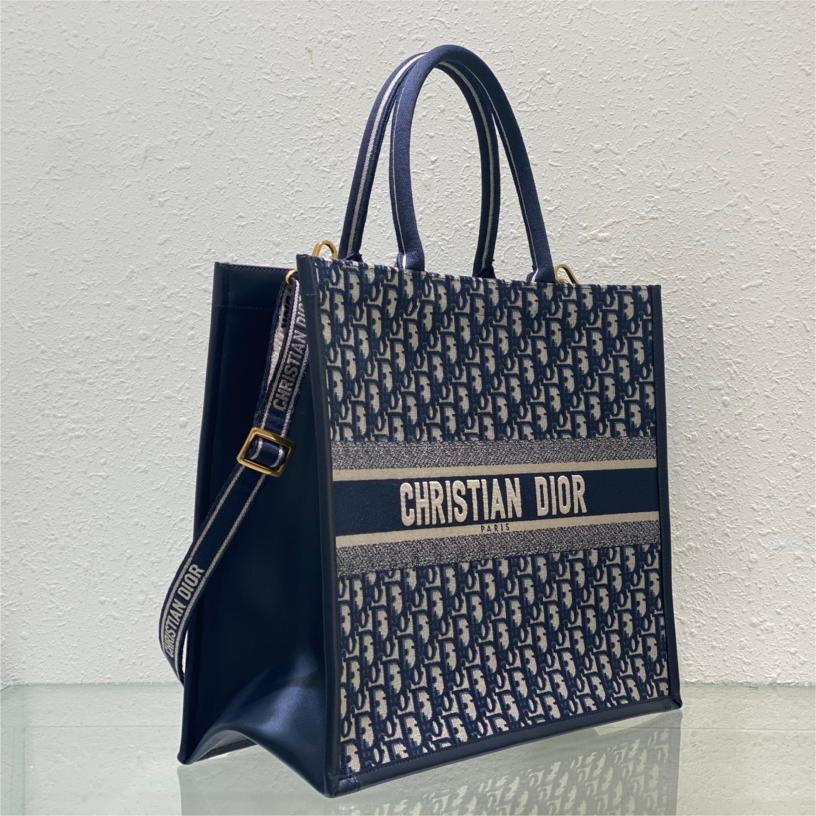 Dior-Oblique Printed Embroidered Large Tote Bag