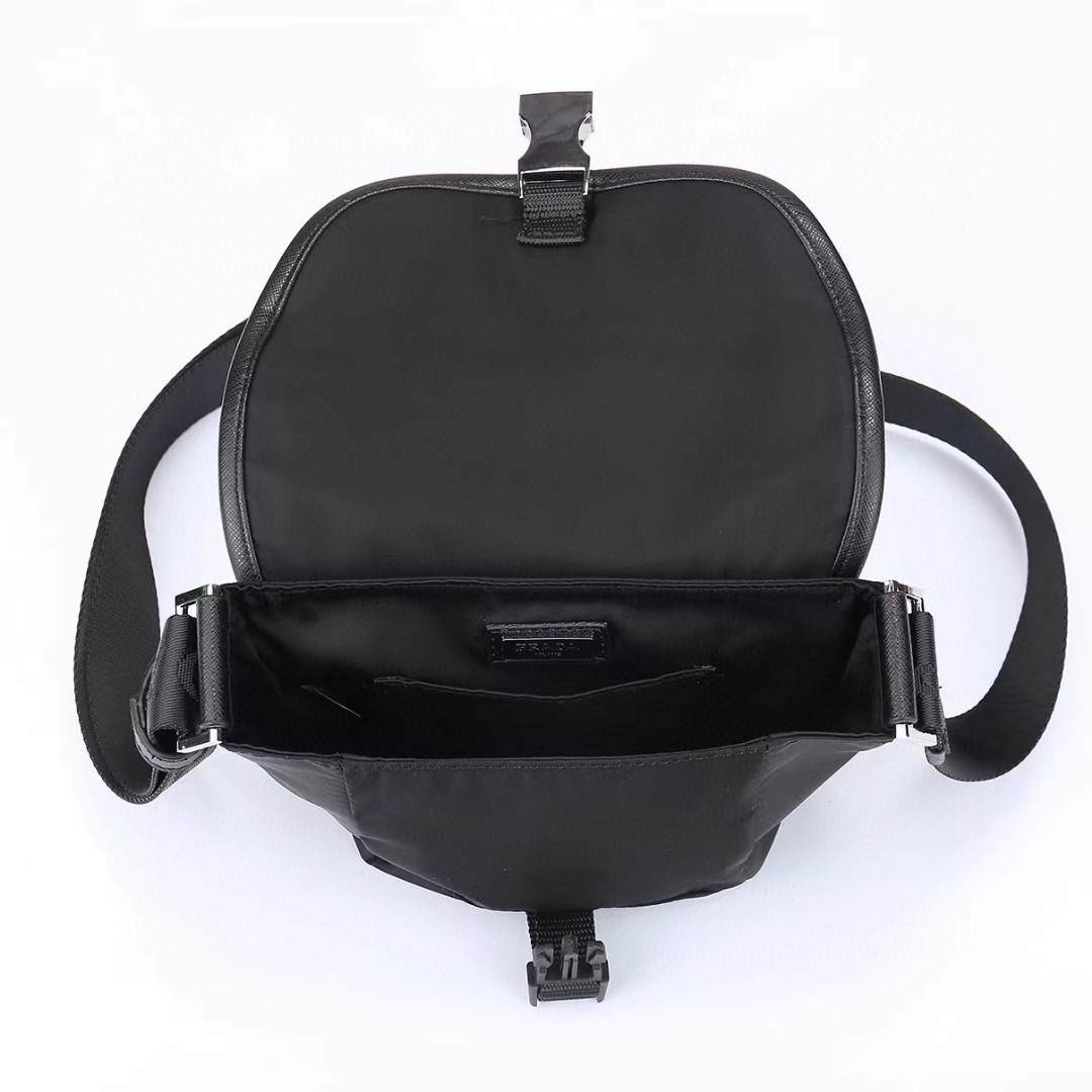 Prada-Safiano leather and nylon fabric shoulder bag