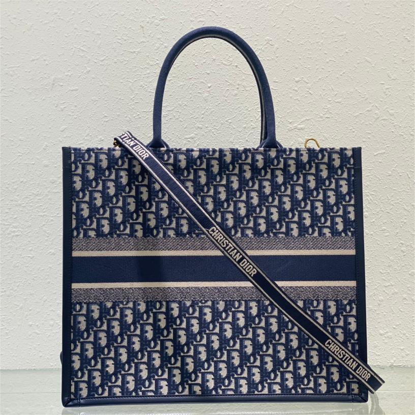 Dior-Oblique Printed Embroidered Large Tote Bag