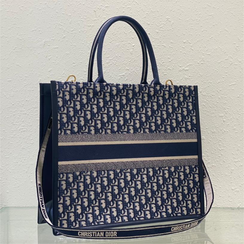 Dior-Oblique Printed Embroidered Large Tote Bag
