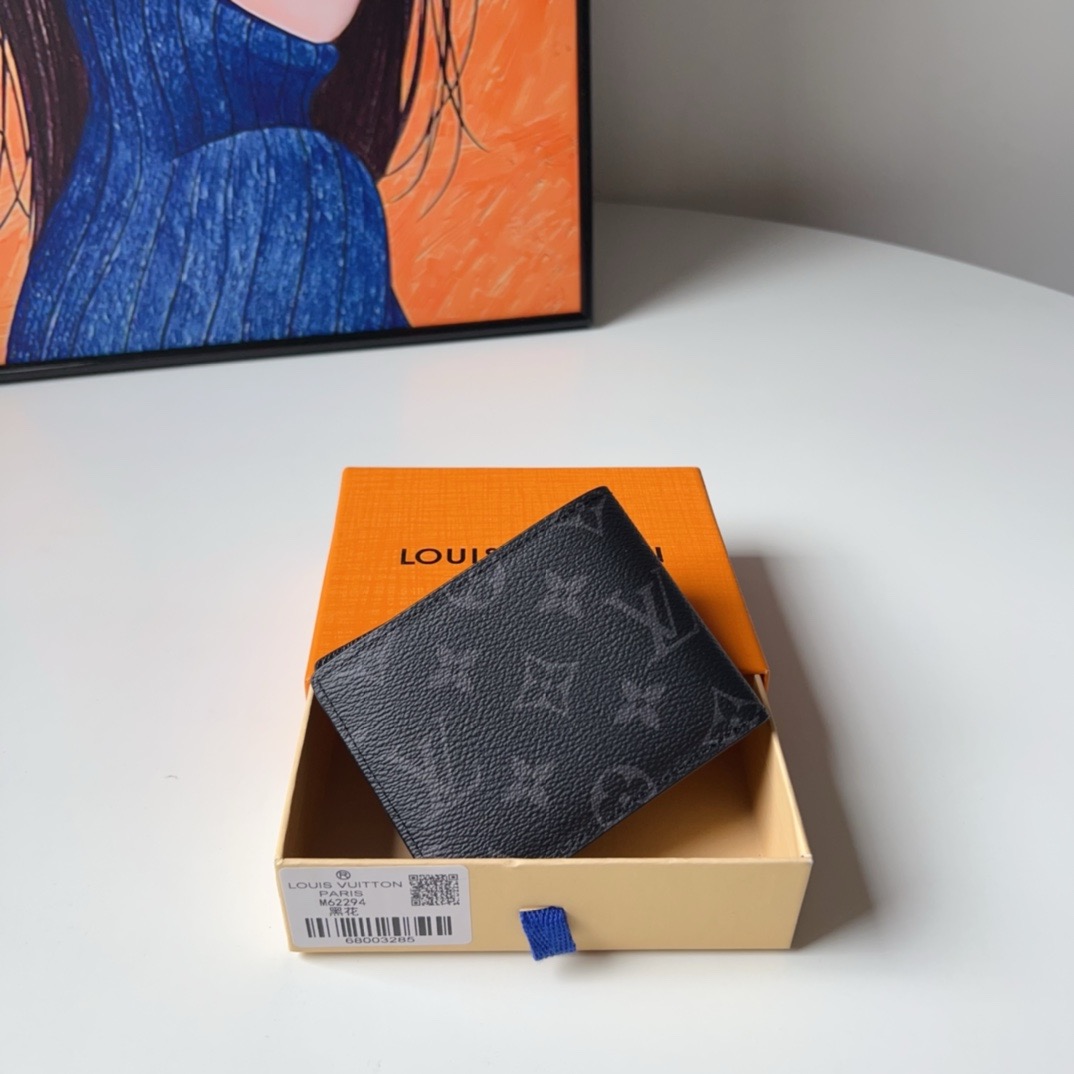 LV-M62294 Black Flower Slender Wallet