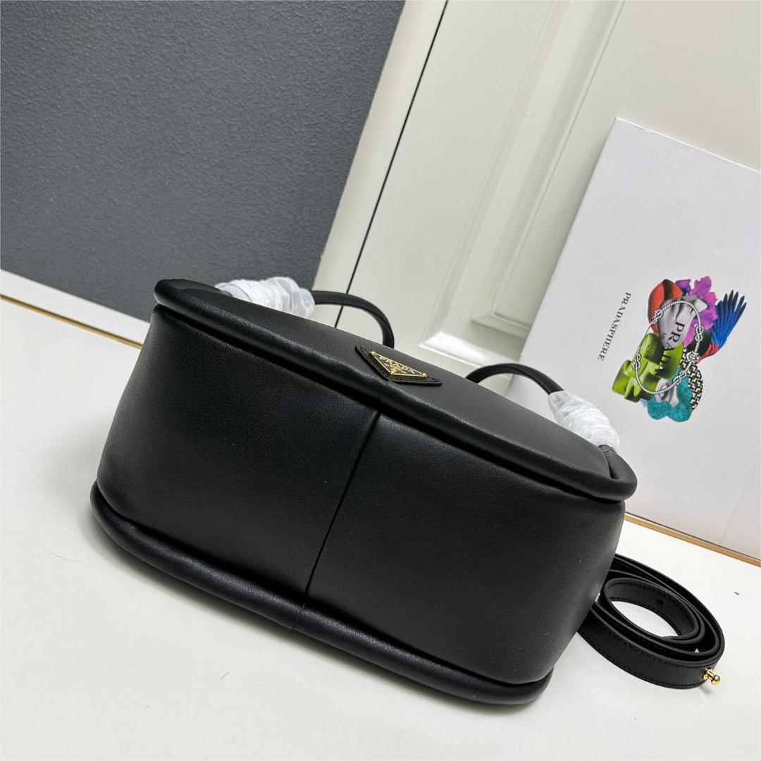 Prada-Soft grain imported calf leather bowling bag