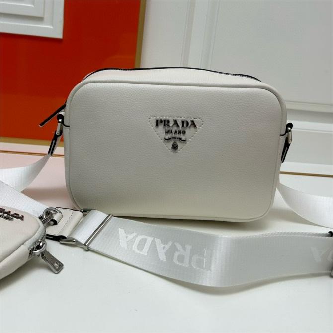 Prada-Imported deer skin pattern cowhide diagonal cross bag