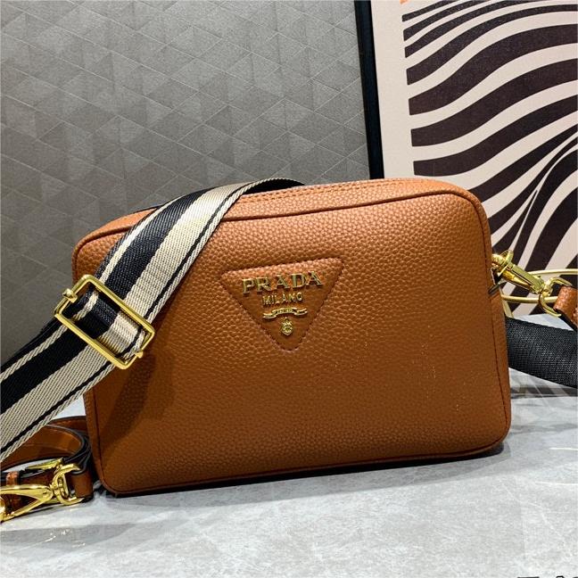 Prada-Imported first layer coarse lychee grain cowhide