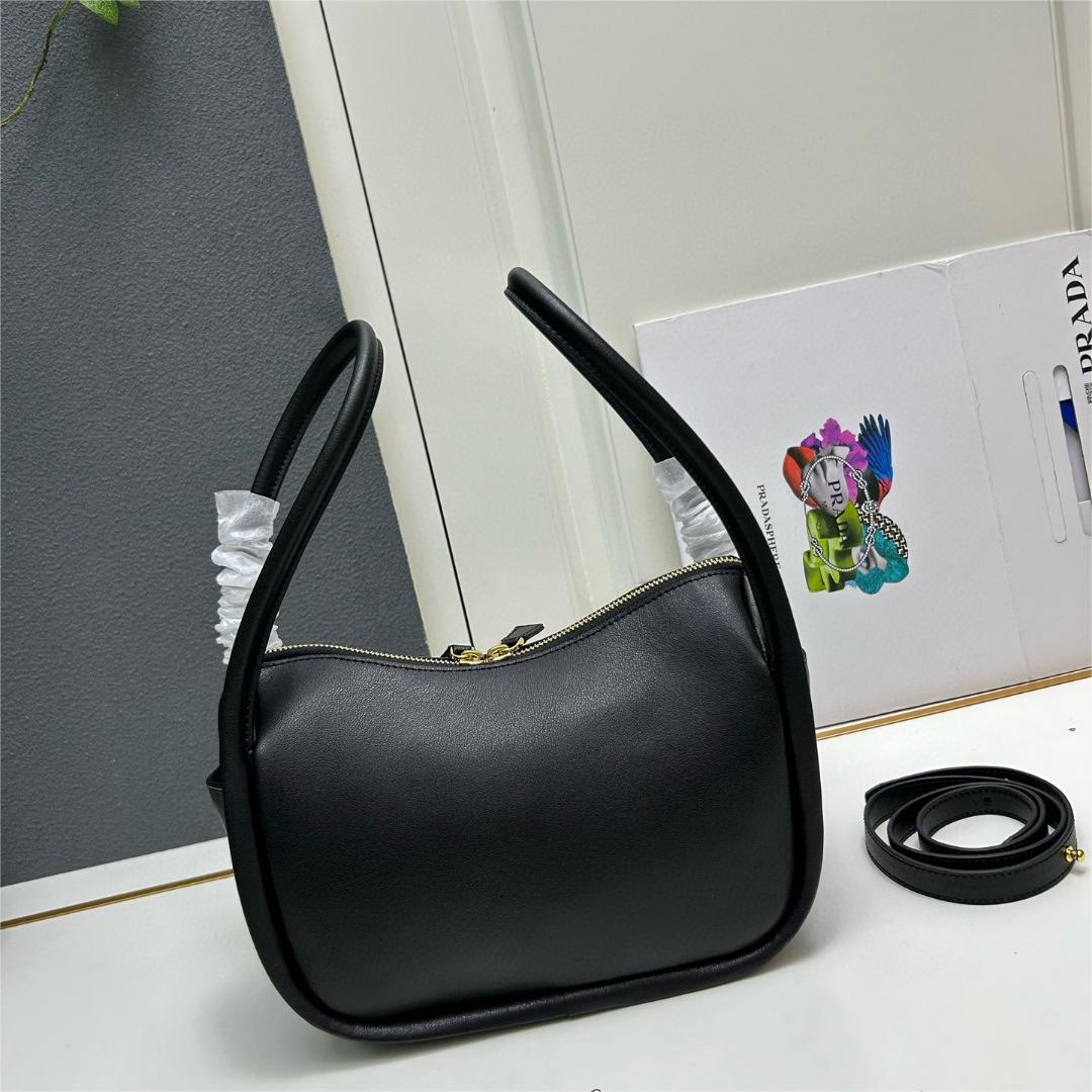 Prada-Soft grain imported calf leather bowling bag