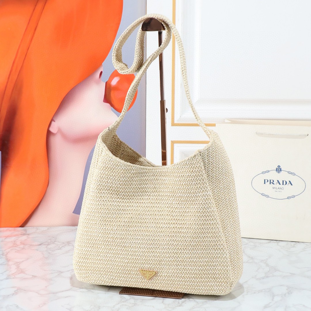 Prada-Imported Lafite Grass Design Handmade Woven Bag