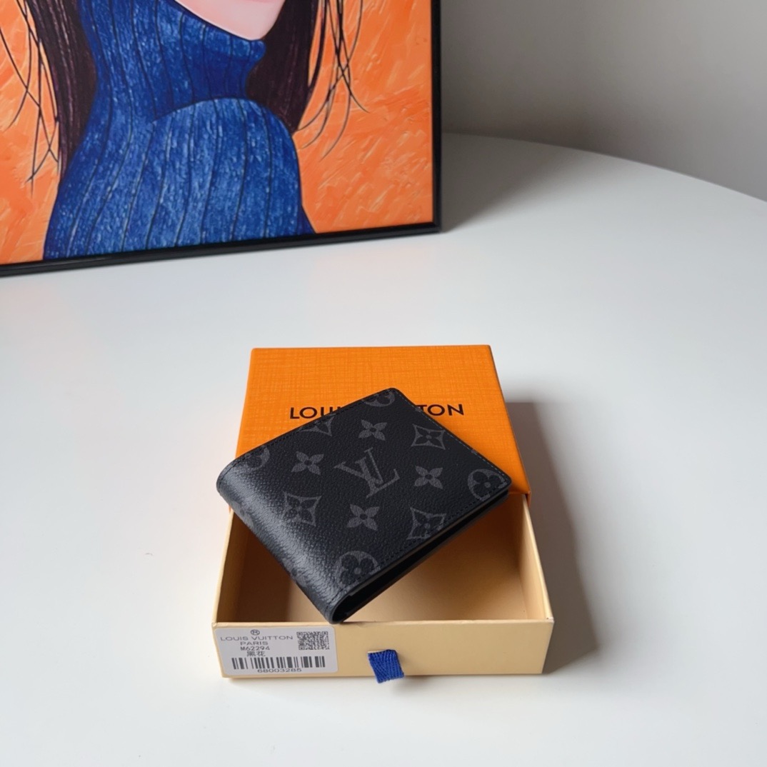 LV-M62294 Black Flower Slender Wallet