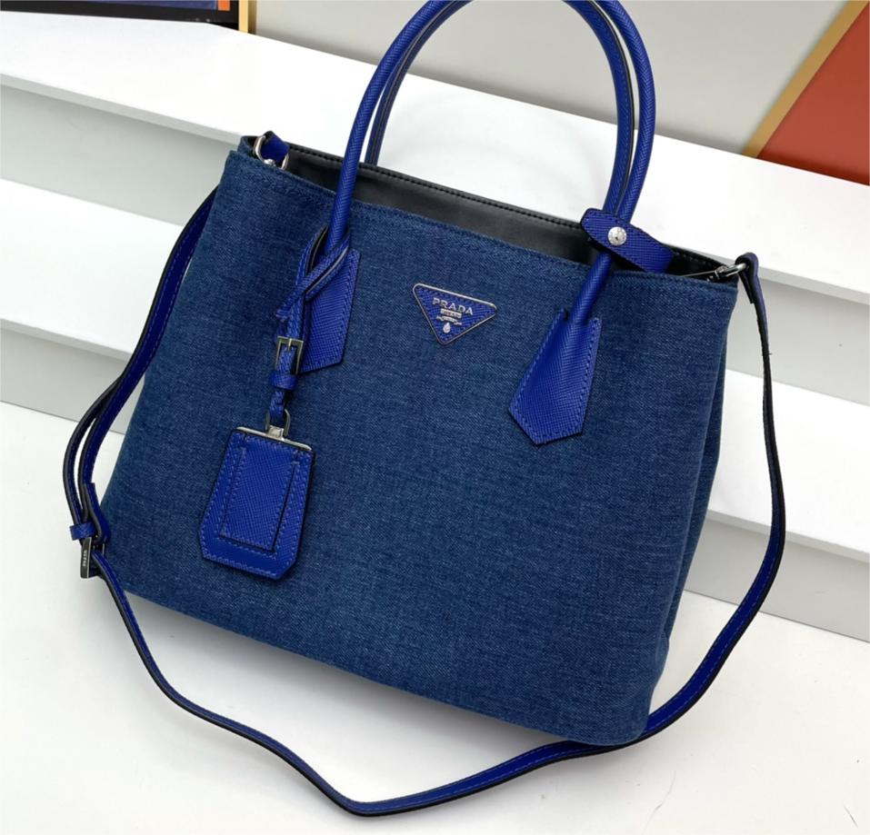 Prada-Cowboy top layer cross pattern cowhide used bag