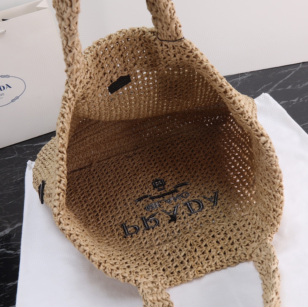 Prada-Imported Lafite Grass Design Fiber Tote Bag