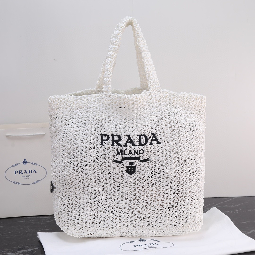 Prada-Imported Lafite Grass Design Fiber Tote Bag