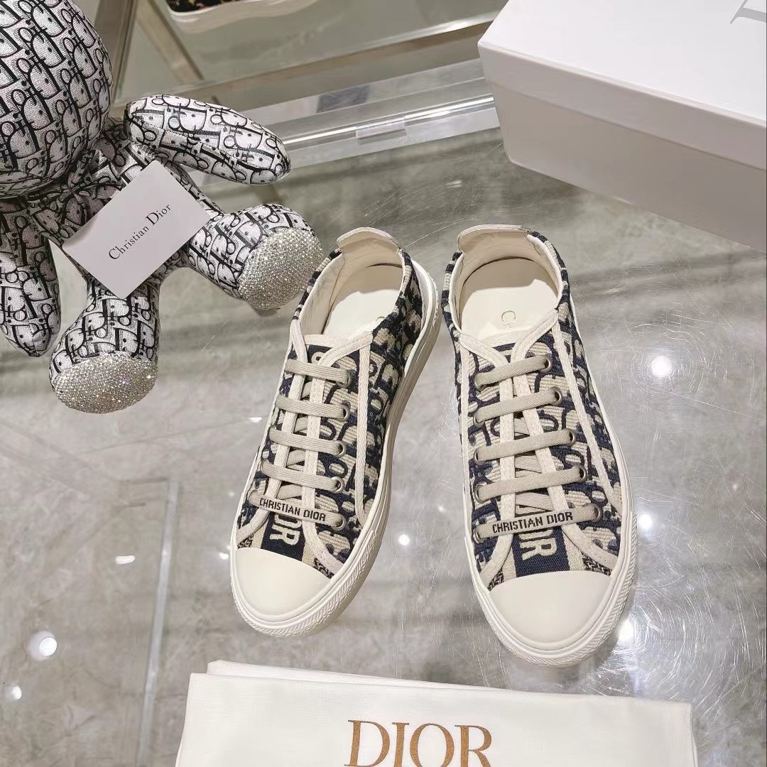 Dior-Walkn Thick soled Oblique Printed Cotton Embroidered Sports Shoes