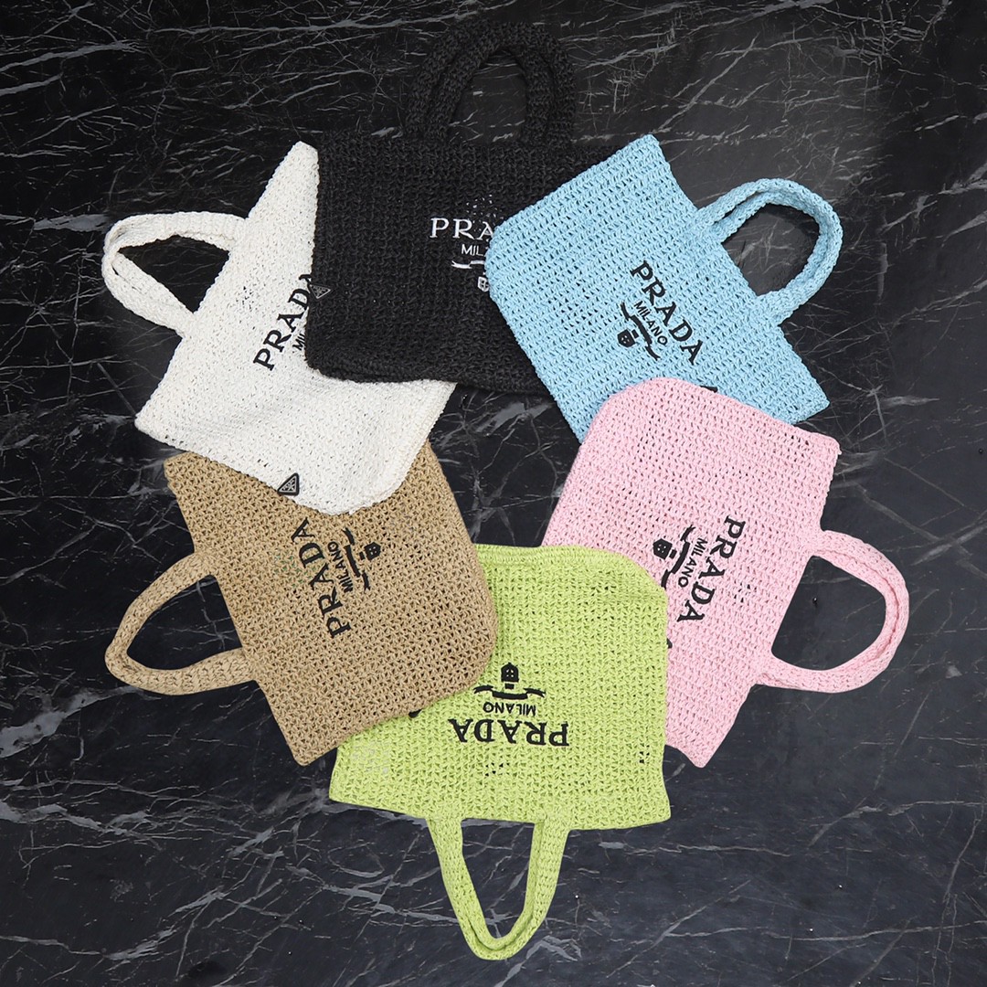 Prada-Imported Lafite Grass Design Fiber Tote Bag