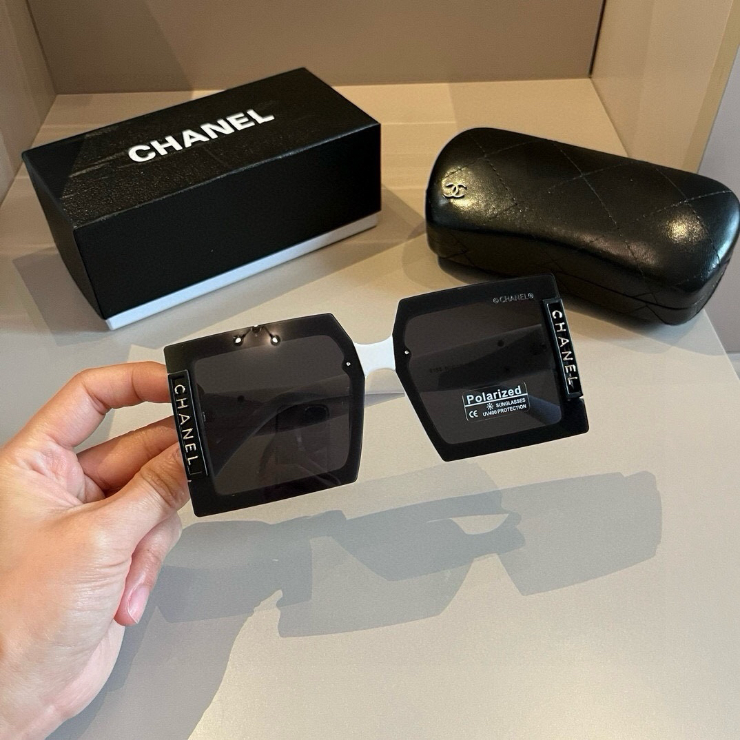 Chanel-Large Box Black and White Sunglasses