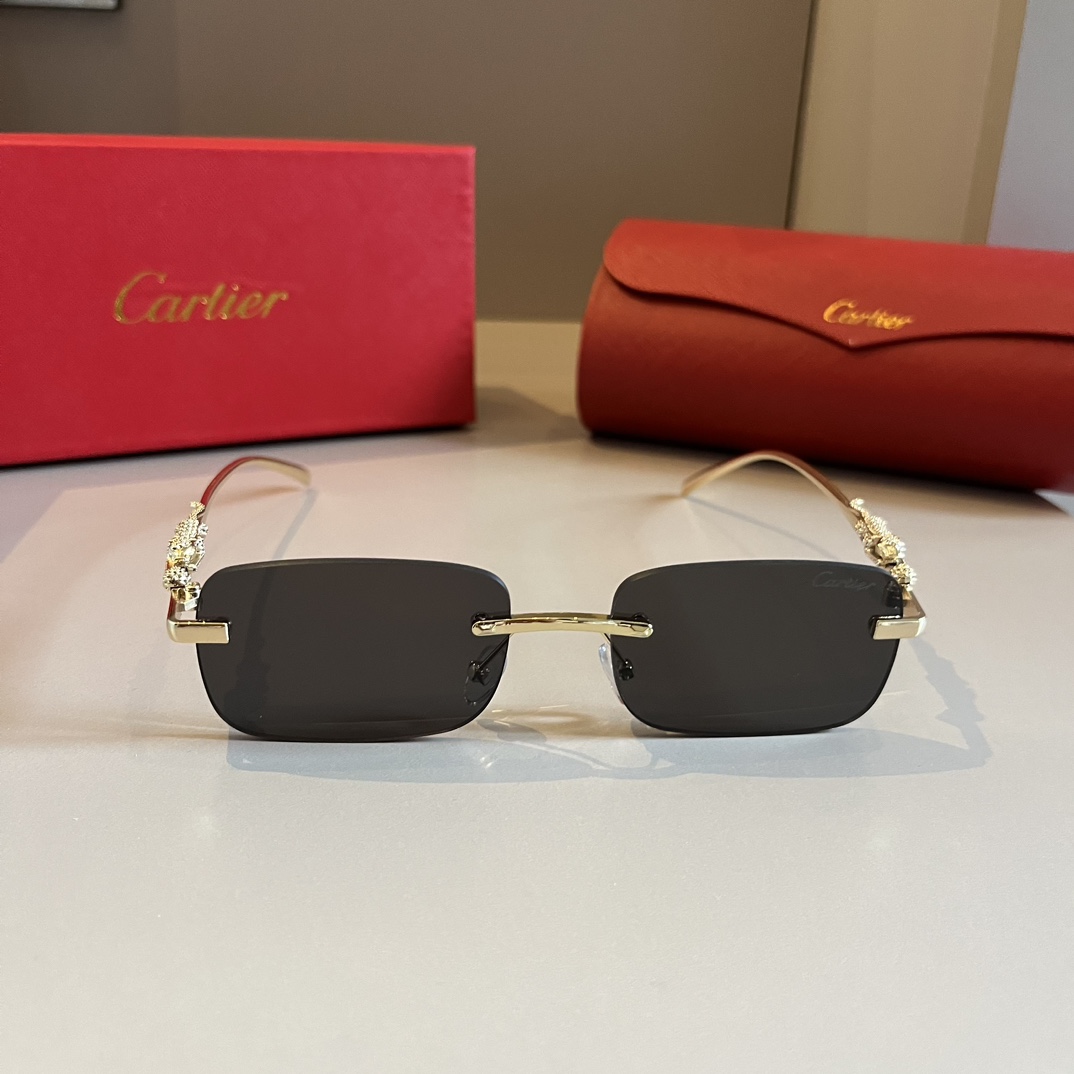 Cartier-metal frameless precious sunglasses