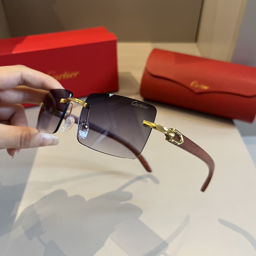 Cartier-2024 new metal frameless sunglasses