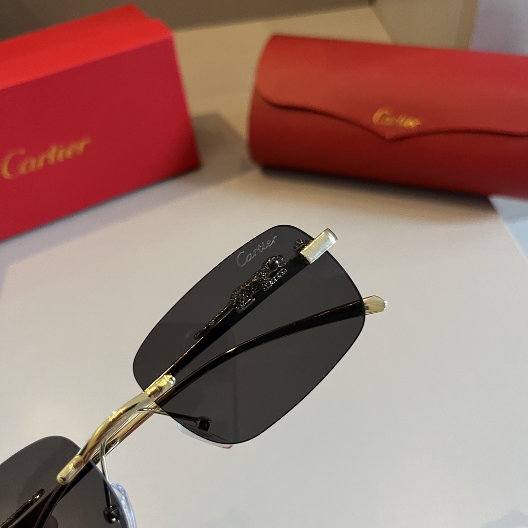 Cartier-metal frameless precious sunglasses