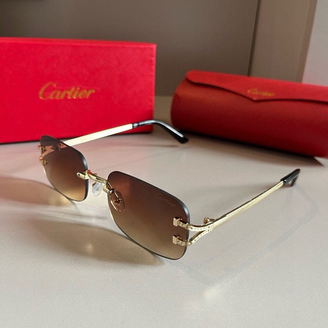 Cartier metal frameless PC leg sunglasses