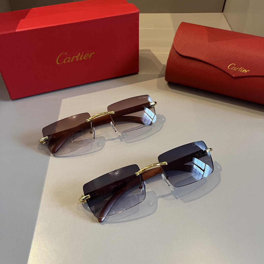 Cartier-2024 new metal frameless sunglasses