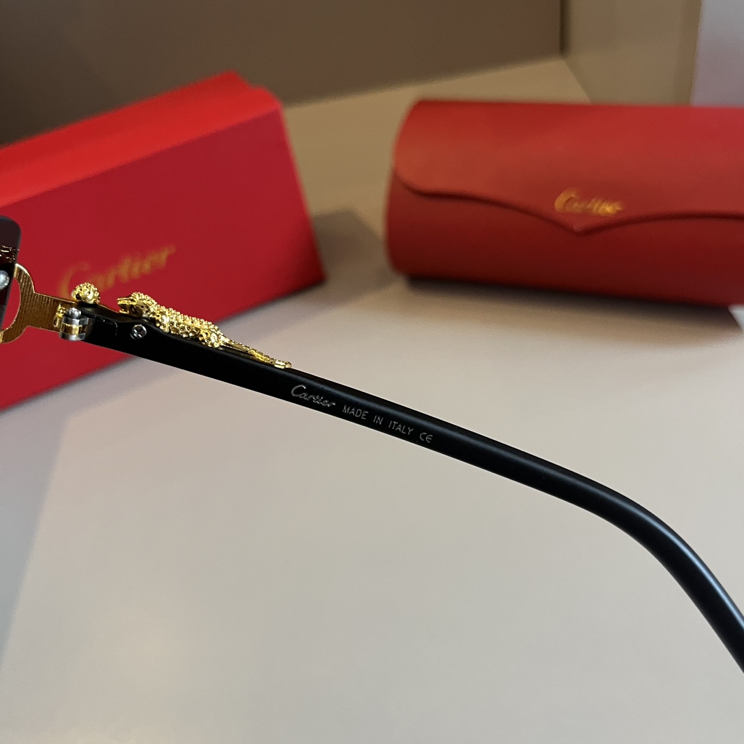 Cartier-metal frameless black classic sunglasses