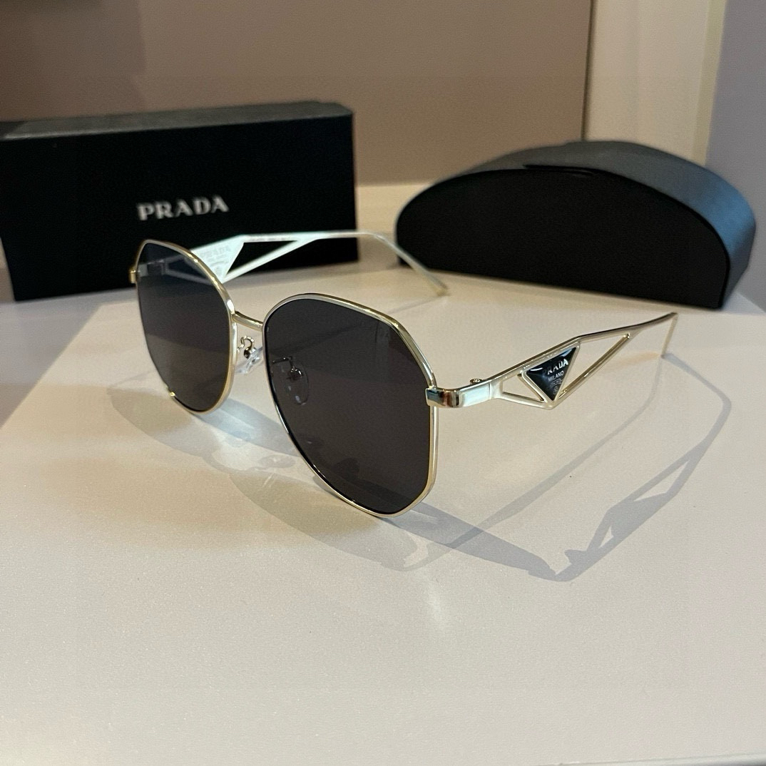 Prada Pilot Double Beam Toad Mirror Triangle Logo Sunglasses