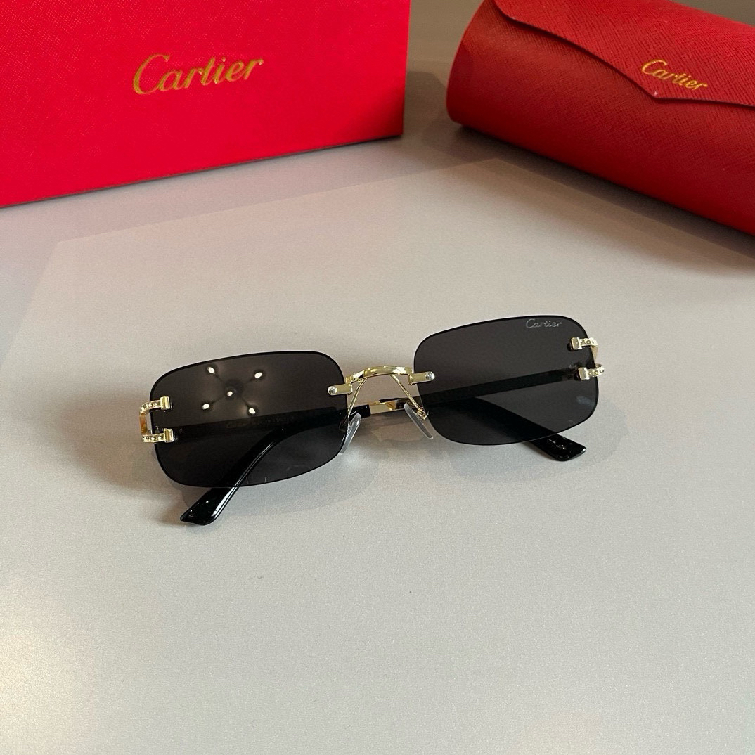 Cartier metal frameless PC leg sunglasses