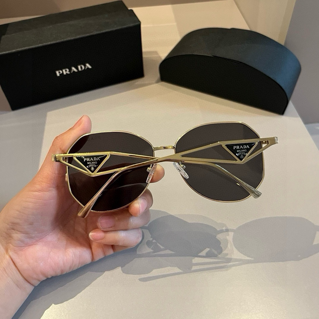 Prada Pilot Double Beam Toad Mirror Triangle Logo Sunglasses