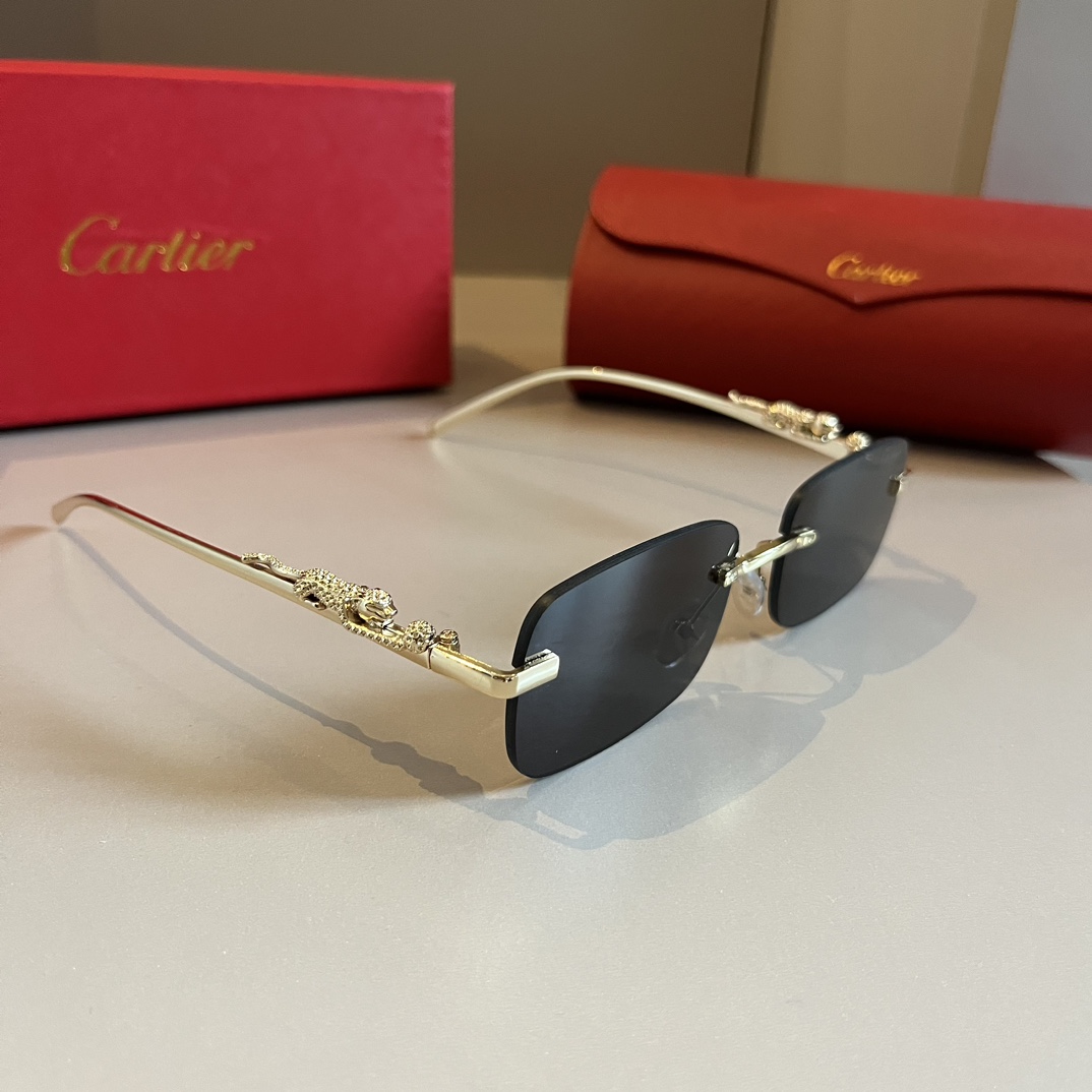 Cartier-metal frameless precious sunglasses
