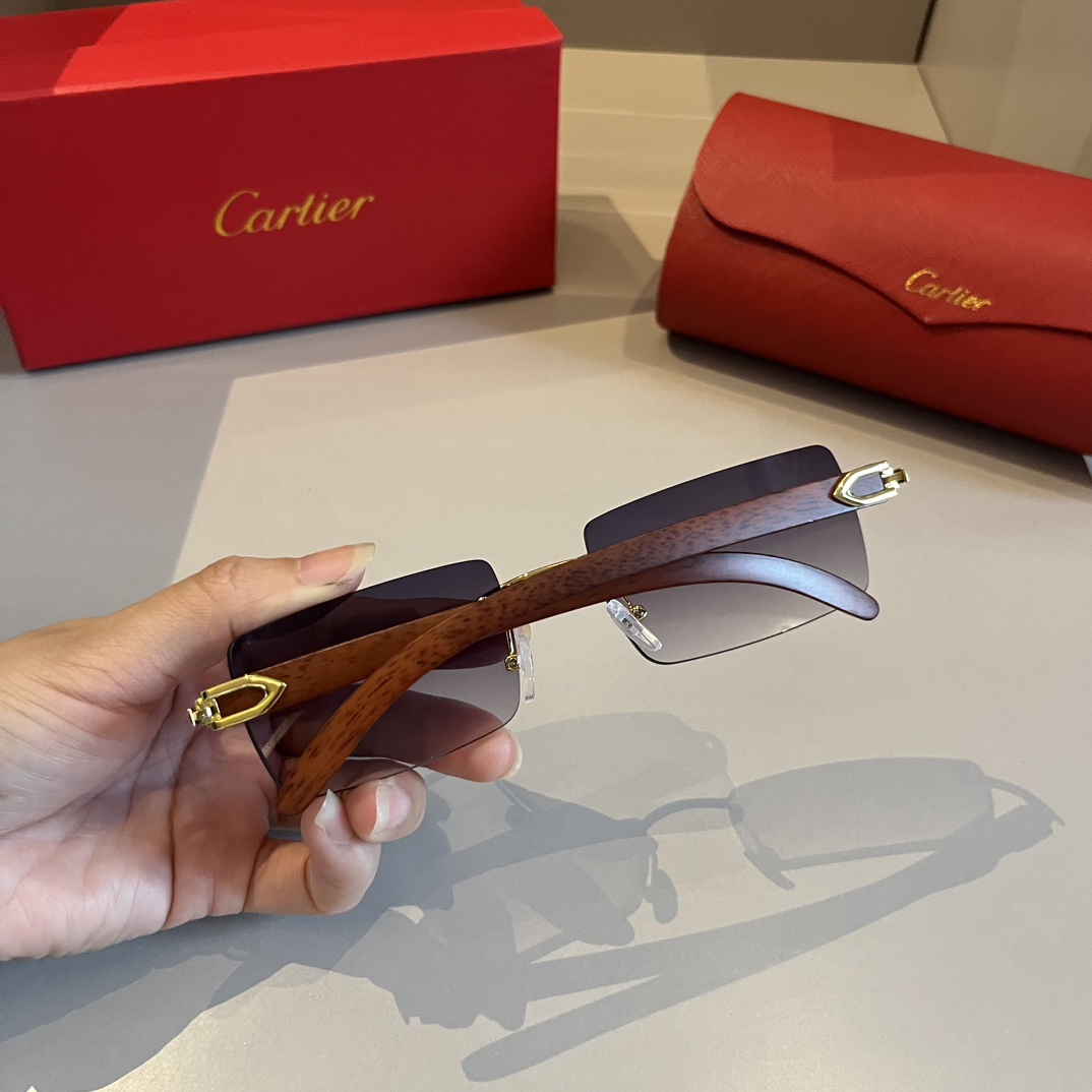Cartier-2024 new metal frameless sunglasses