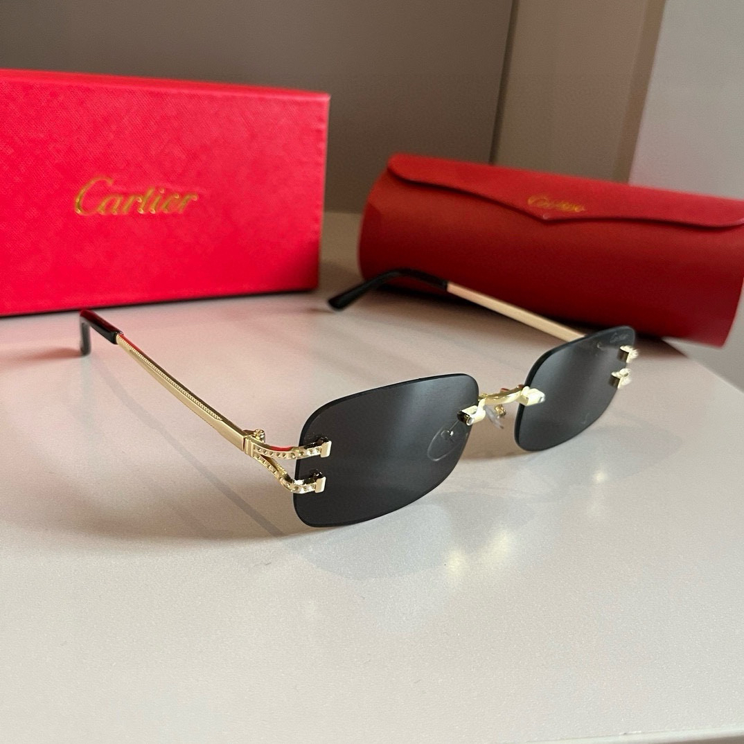 Cartier metal frameless PC leg sunglasses