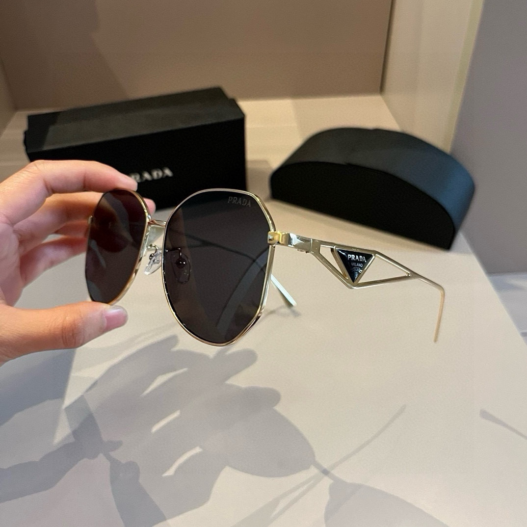 Prada Pilot Double Beam Toad Mirror Triangle Logo Sunglasses