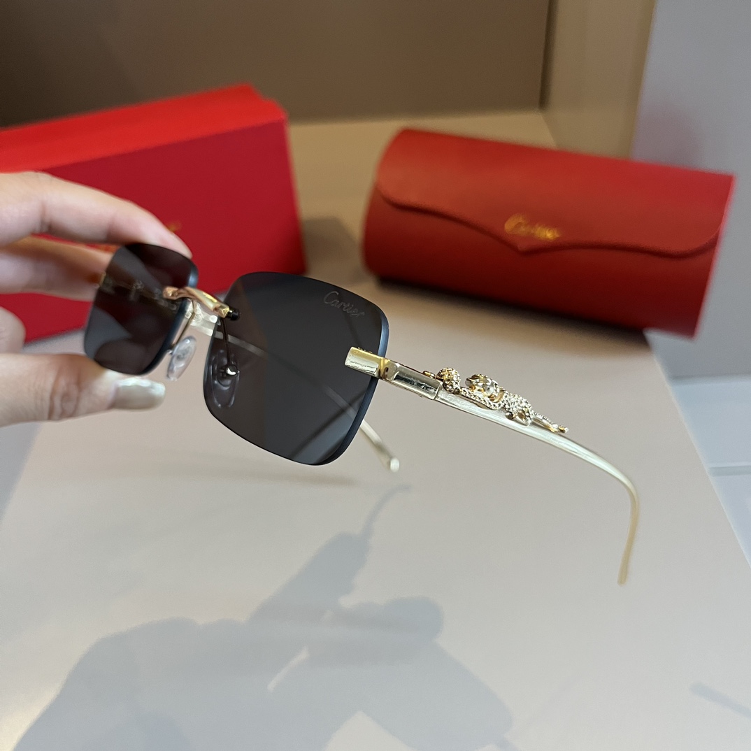 Cartier-metal frameless precious sunglasses
