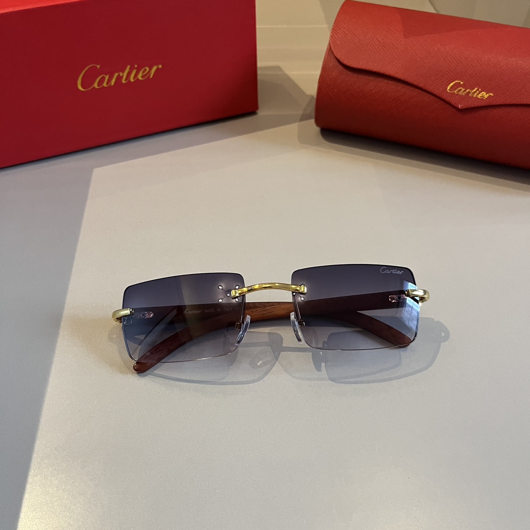 Cartier-2024 new metal frameless sunglasses
