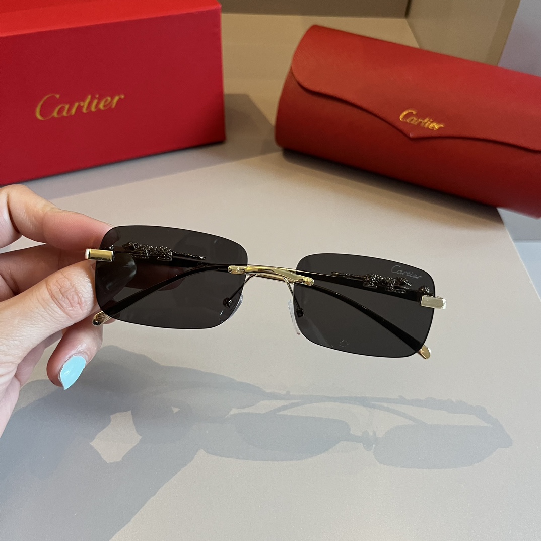 Cartier-metal frameless precious sunglasses