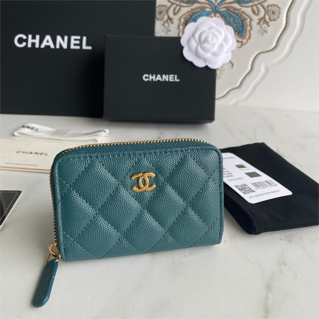 Chanel-24k thick gold plated hardware small zipper coin purse