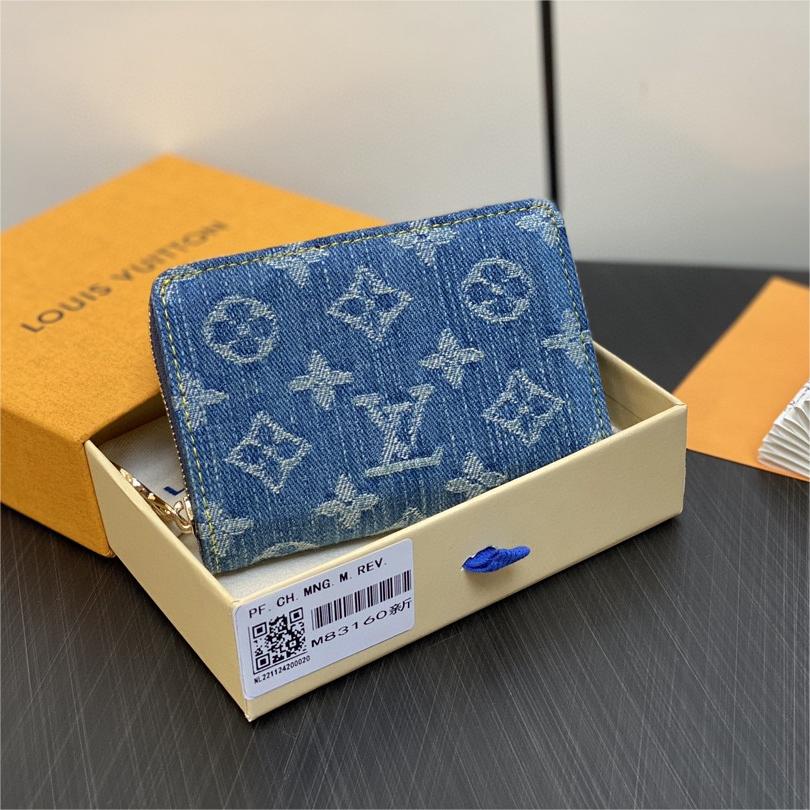 LV-Blue denim denim full leather cléa wallet