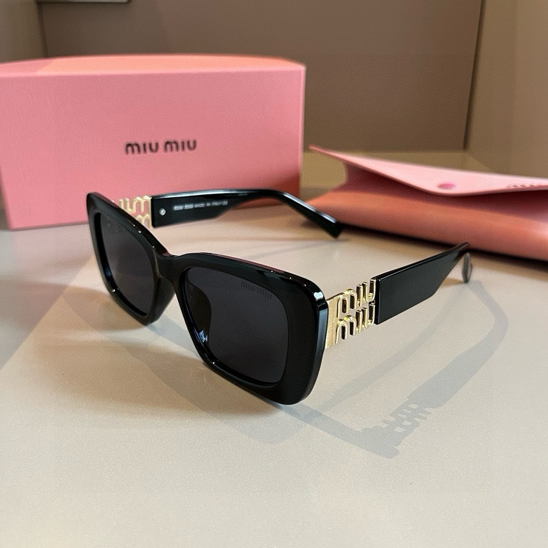 MiuMiu-2024 New Side Gold Logo Sunglasses