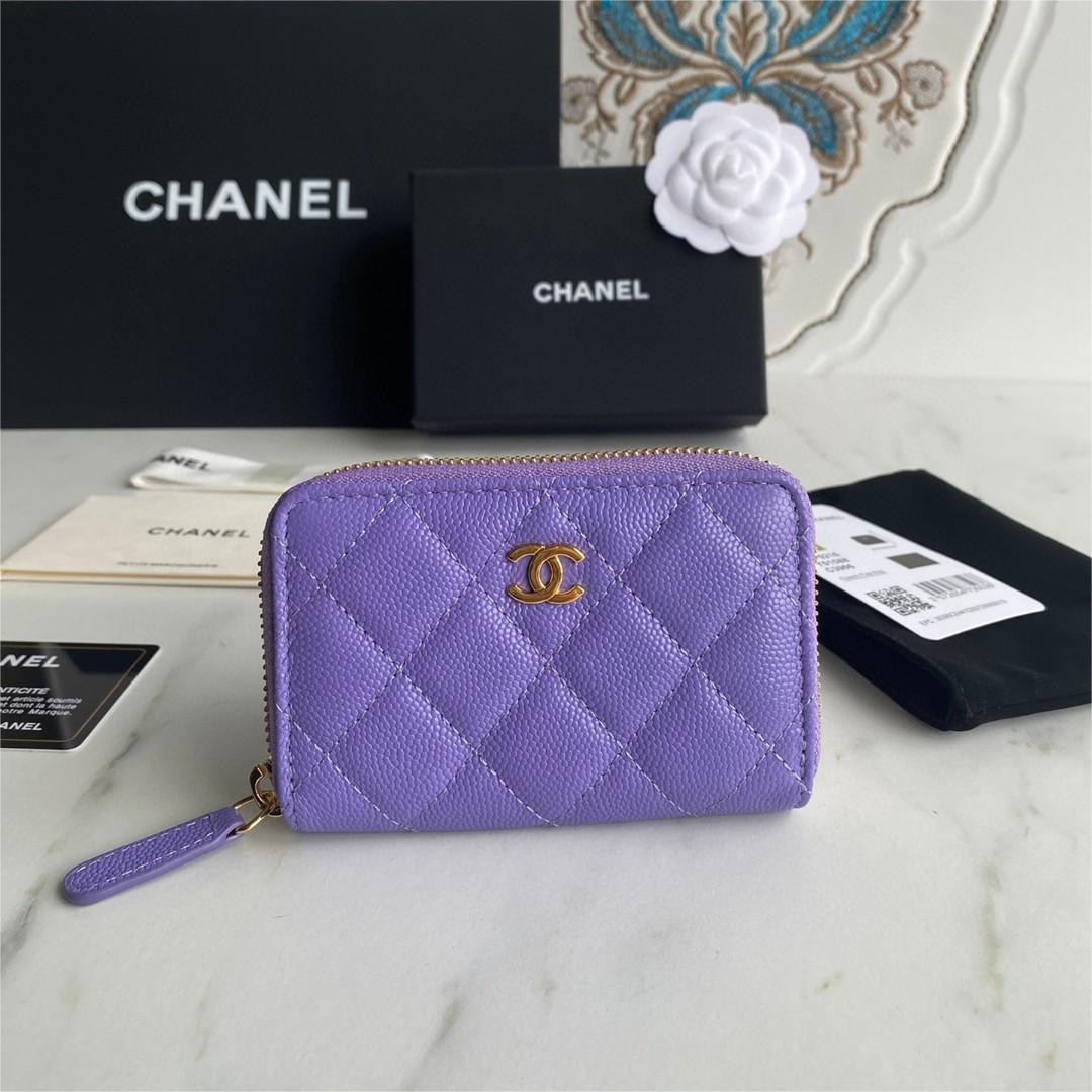 Chanel-24k thick gold plated hardware small zipper coin purse